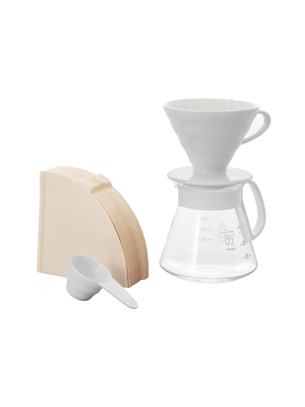 Hario V60 - Cafetera de cerámica para verter sobre cono, tamaño 02, color  blanco