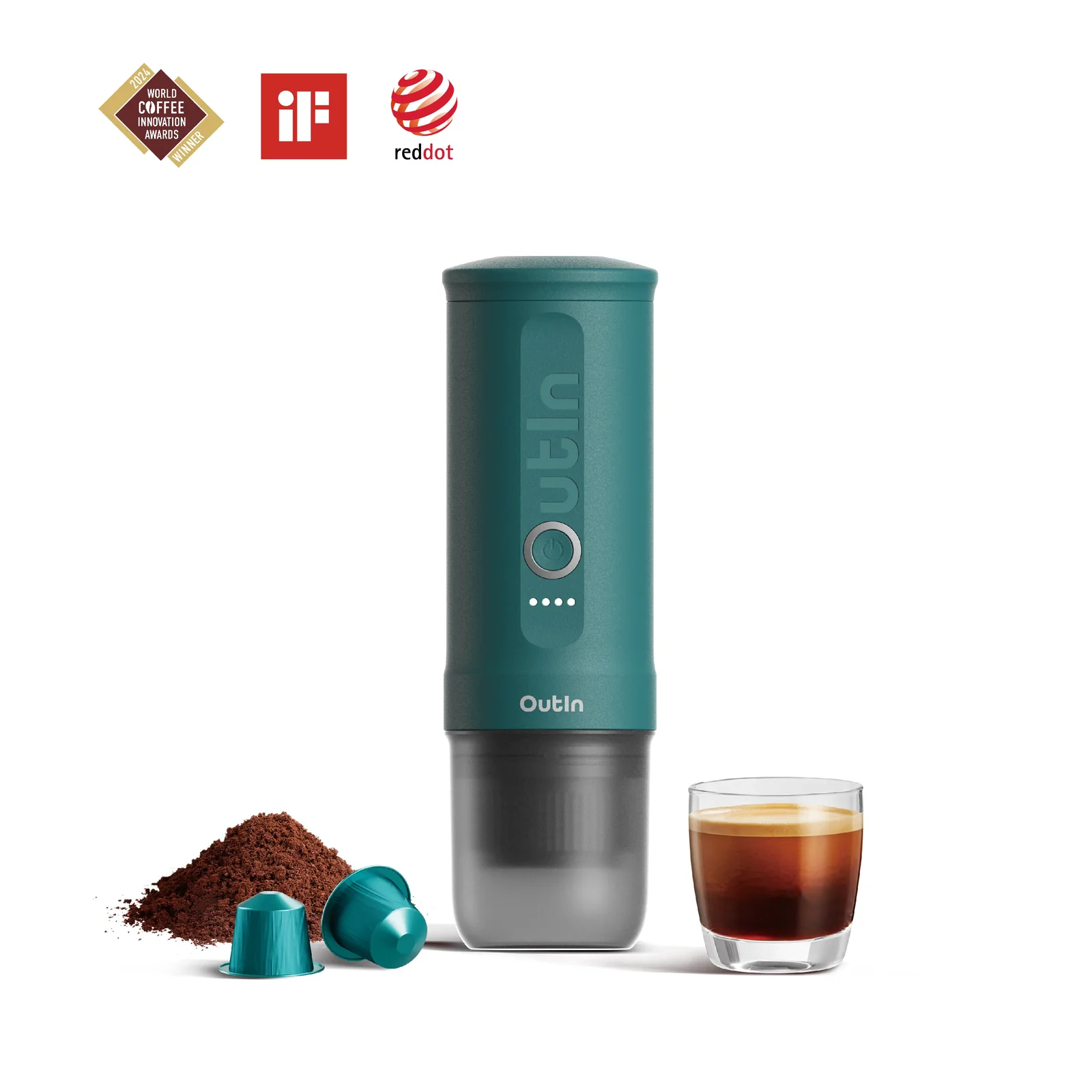 Outin Nano Cafetera Espresso Portátil (Verde Azulado)